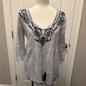 Striped Embroidered Women's cotton Top